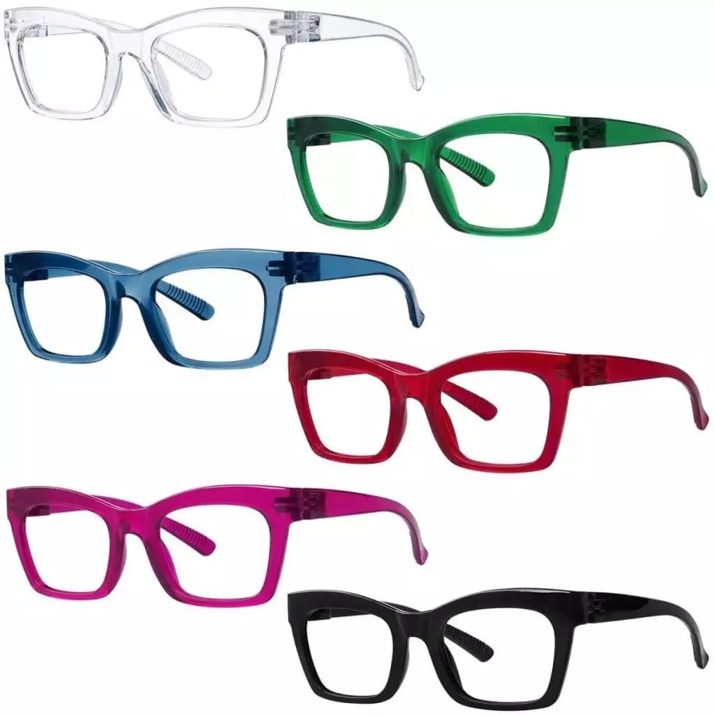 6 Pack Thick Spring Hinge Metalless Screwless Reading Glasses NR2308eyekeeper.com