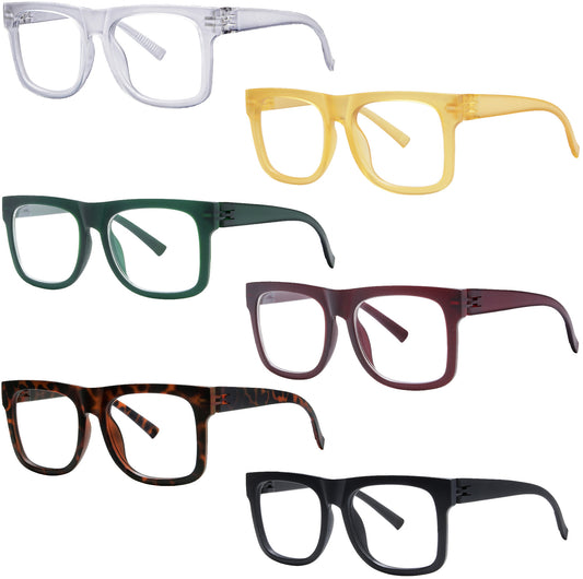 6 Pack Screwless Metalless Oversized Reading Glasses R2316