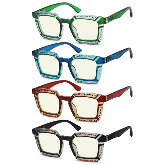 4er Pack Blumen Lesebrille Blaulichtfilter UV2106