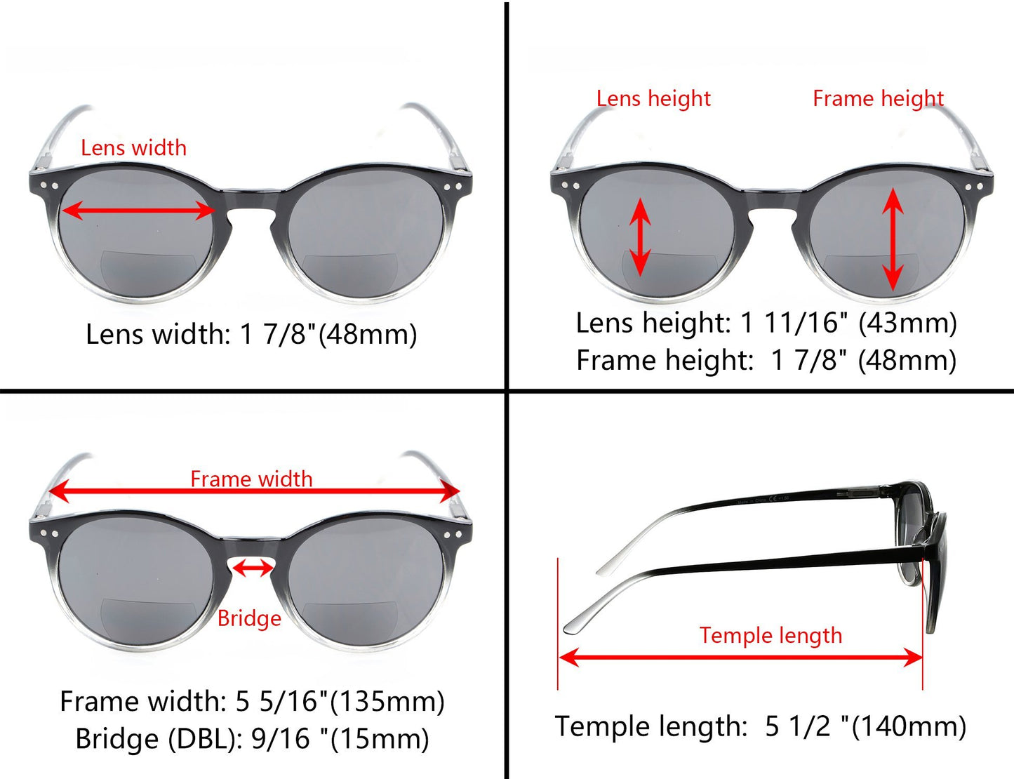 Key Hole Style Round Bifocal Reading Sunglasses S005