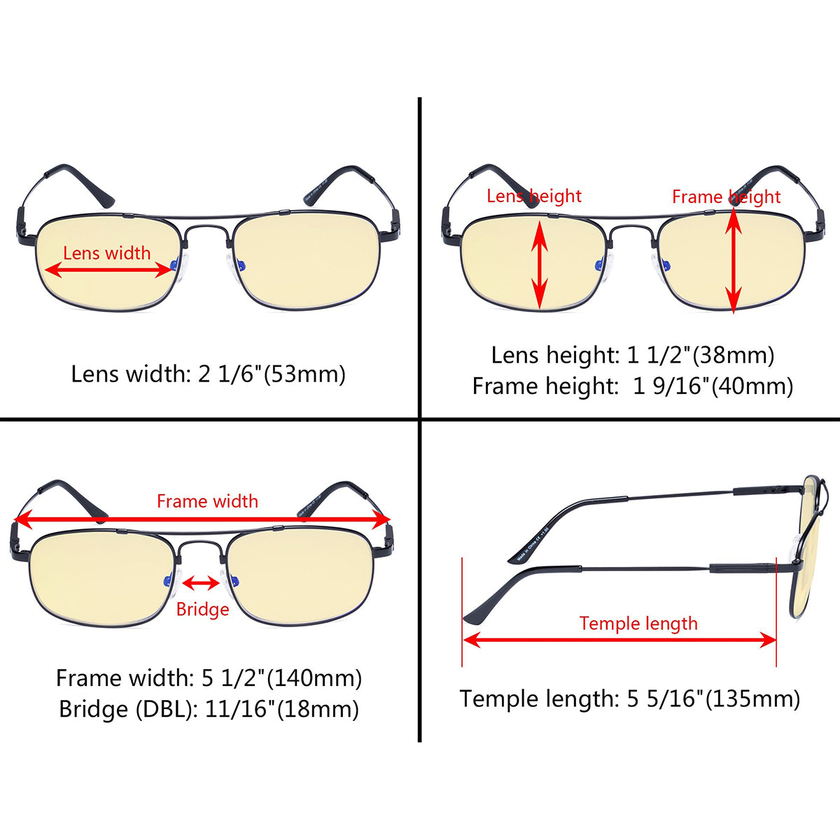 Computer Reading Glasses Dimension