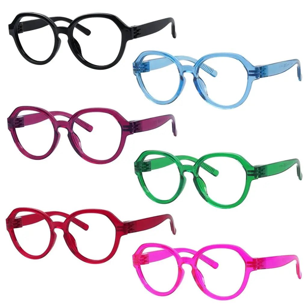 Oversized 6 Pack Metalless Screwless Thick Spring Hinge Reading Glasses NR2317eyekeeper.com