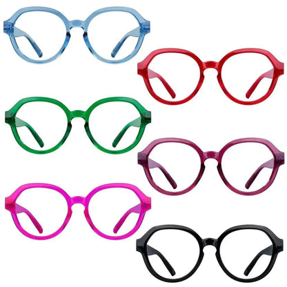 Oversized 6 Pack Metalless Screwless Thick Spring Hinge Reading Glasses NR2317eyekeeper.com