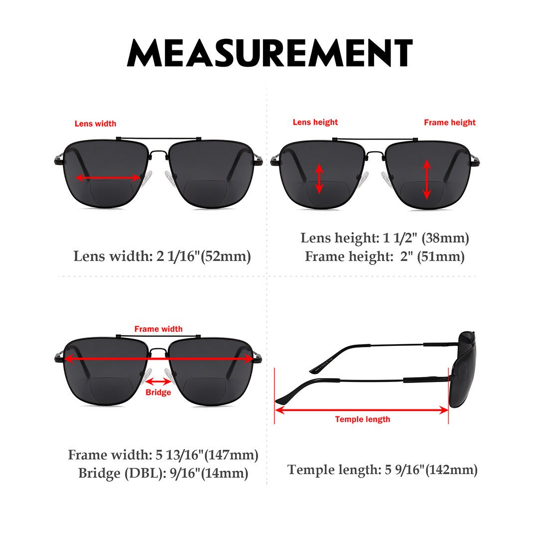 Pilot Style Polarized Bifocal Sunglasses Readers PGSG1801eyekeeper.com