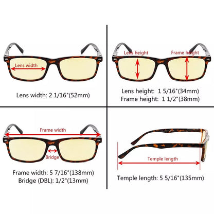 Rectangle Blue Light Blocking Reading Glasses TMCG899 - 6eyekeeper.com