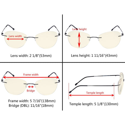 Rimless Pilot Progressive Multifocus Reading Glasses MWK9901B