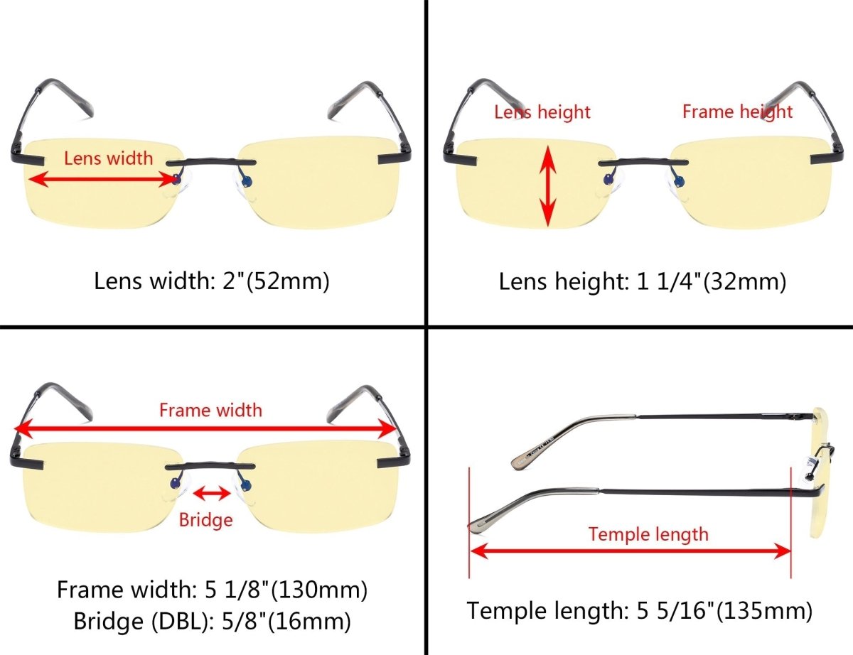 3 Pack Rimless Blue Light Blocking Readers Women Men TMCG1612eyekeeper.com