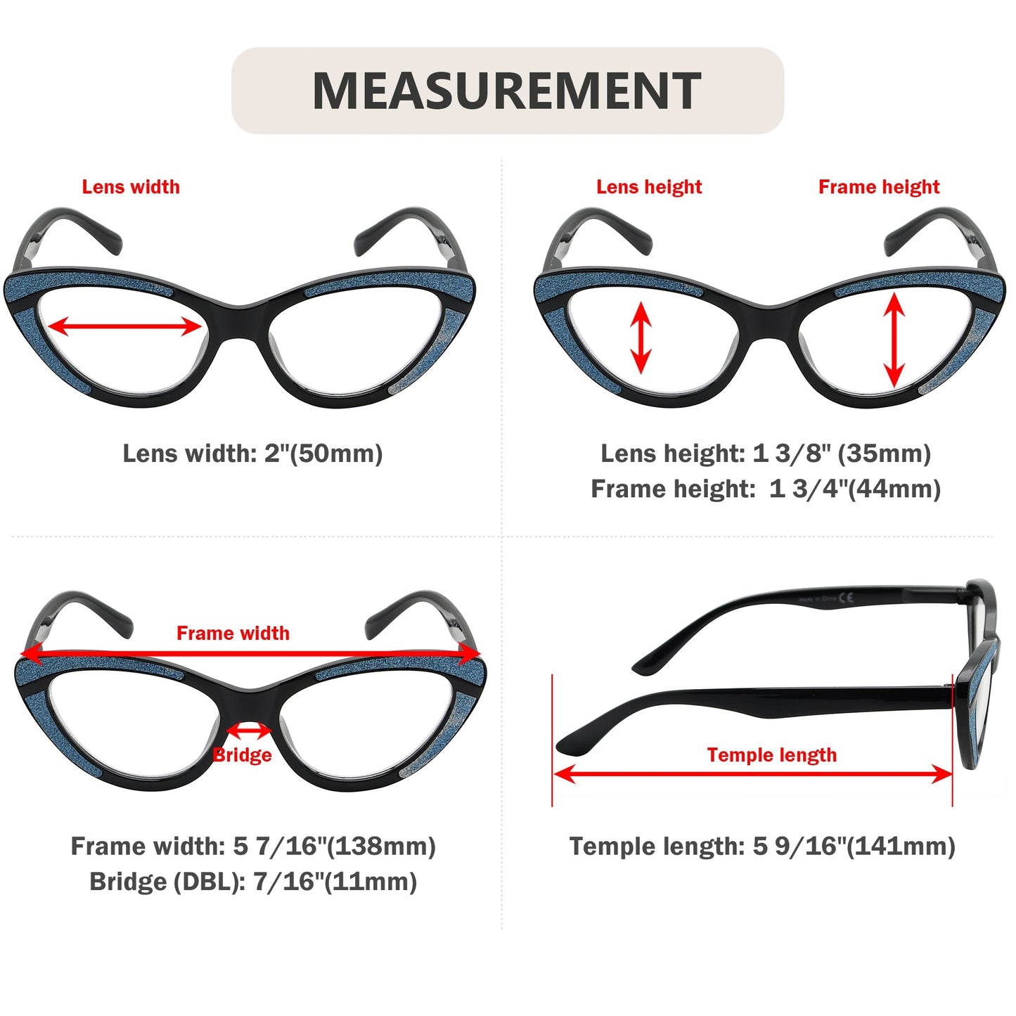 4 Pack Cat-eye Design Chic Reading Glasses for Women R2029