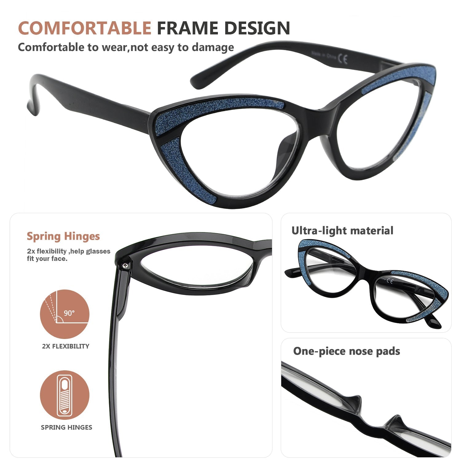 4 Pack Cat-eye Design Chic Reading Glasses for Women R2029