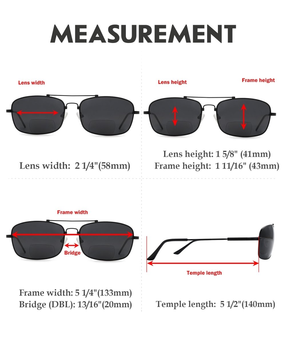 Classic Rectangle Polarized Bifocal Sunglasses PGSG1805eyekeeper.com