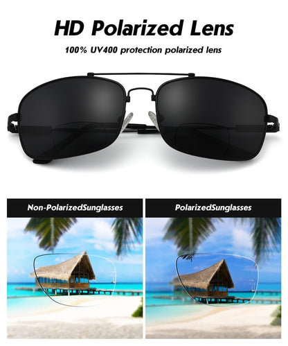 Classic Rectangle Polarized Bifocal Sunglasses PGSG1805eyekeeper.com