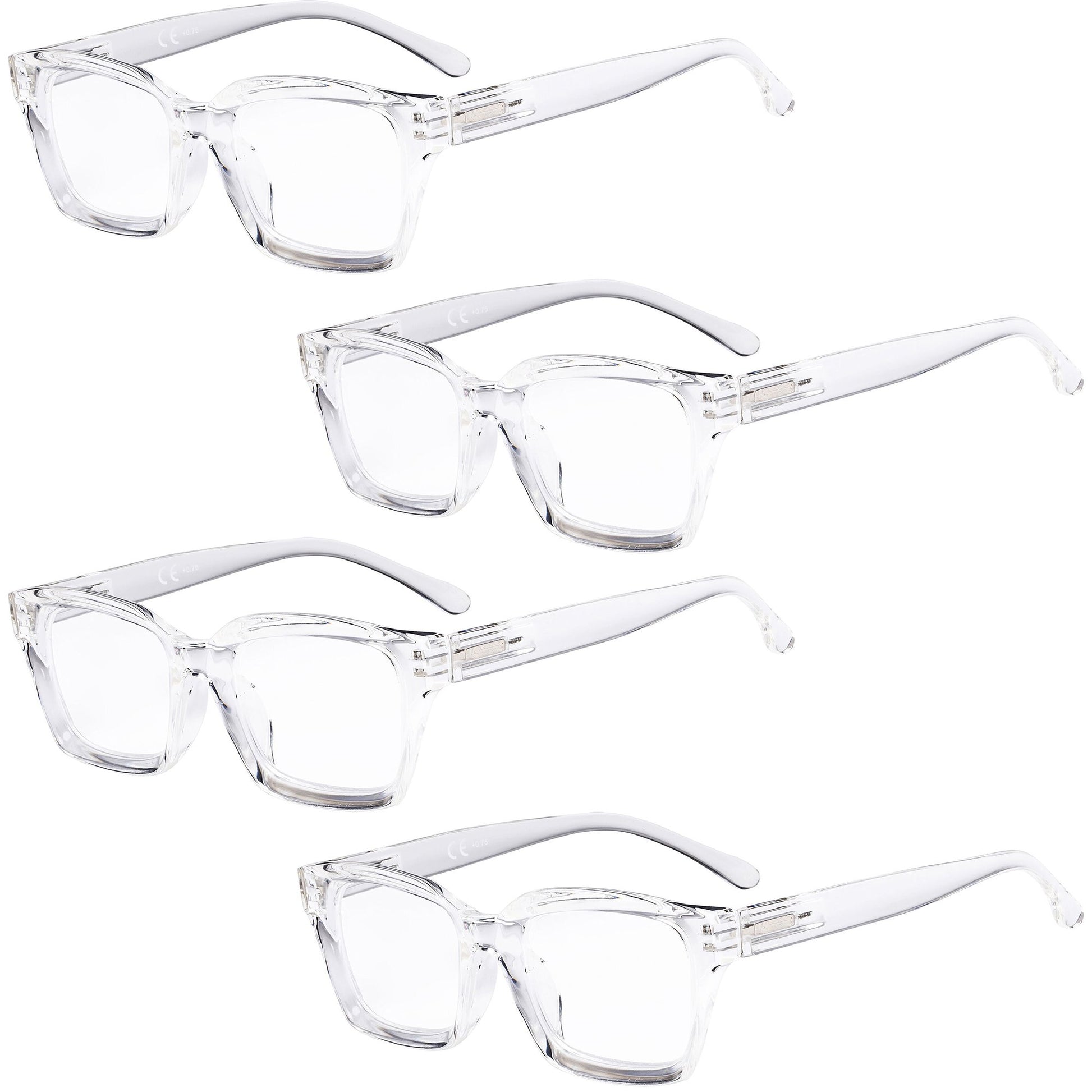 4 Pack Oversized Square Reading Glasses Women Reader R9106-1