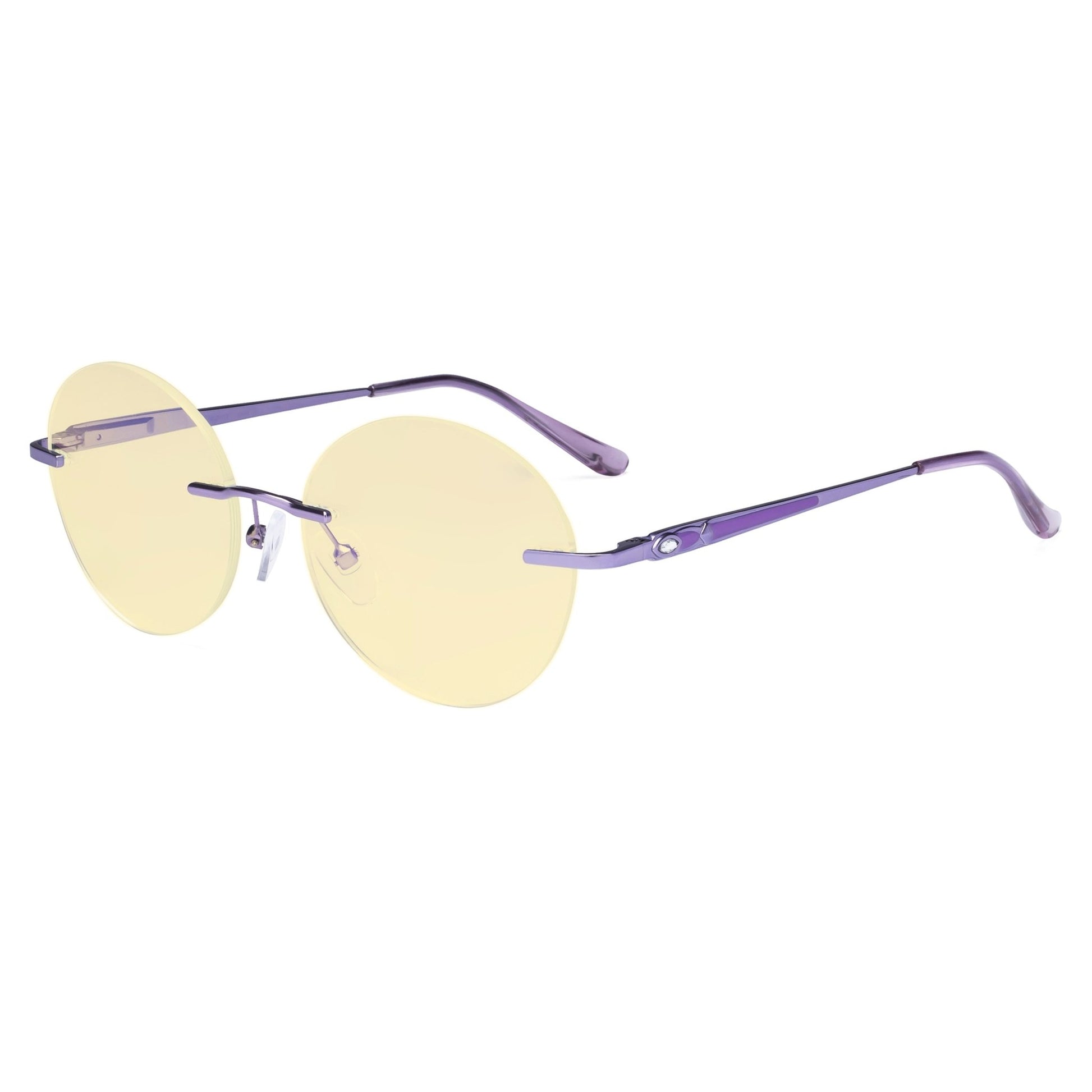 Round Rimless Computer Reading Glasses Purple TMWK9910A